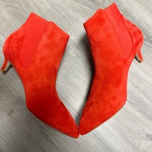 Boden Boots Booties Red Suede Leather Size 37 Size 6 NWOT